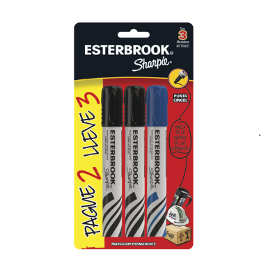 MARCADOR PERMANENTE ESTERBROOK 3PIEZAS SHARPIE