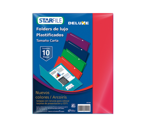 FOLDER PLASTIFICADO SUAJE PARA TARJETA Y CD C/10 PZS STARFILE
