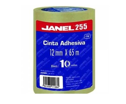 CINTA ADHESIVA JANEL 12MM X 65M  TORRE CON 10