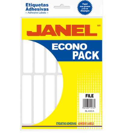ETIQUETAS ADHESIVAS 20X105MM BLANCA JANEL ECONOPACK