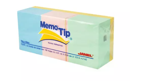 NOTAS ADHESIVAS MEMOTIP PASTEL 1.5X2IN  JANEL