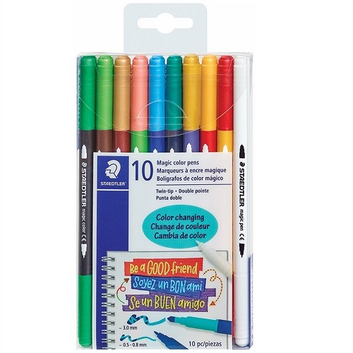 MARCADOR BORRABLE DOBLE PUNTA CON 10 COLORES