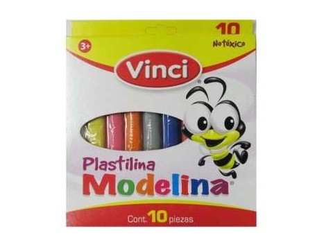 PLASTILINA MODELINA CAJA C/10  COLORES VINCI