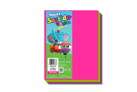 HOJAS DE COLORES SURTIDOS DIEM 100 PZAS