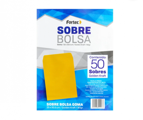 SOBRE AMARLLO ENGOMADO T/CARTA C/50PZAS FORTEC B23KG