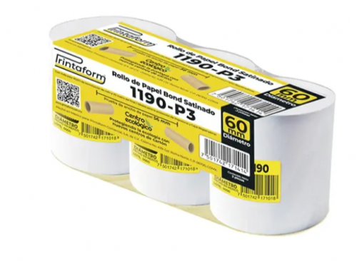 ROLLO PARA SUMADORA 57CMX60M BOND SATINADO CON 3PZAS PRINTAFORM