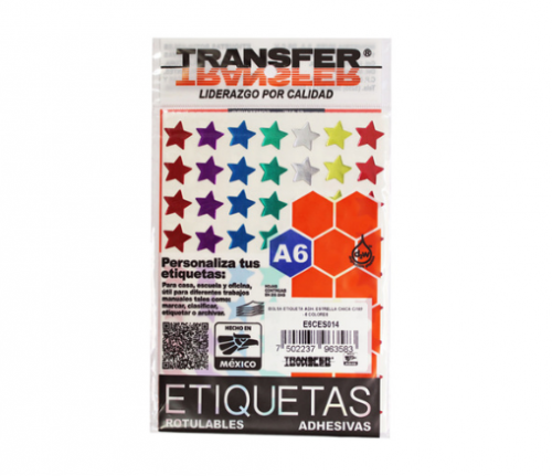ETIQUETA ADHERIBLE ESTRELLAS CHICAS VARIOS COLORES C/189 PZS TRANSFER