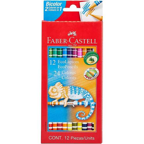 COLORES FABER CASTELL CON 12 PIEZAS DOBLE PUNTA 