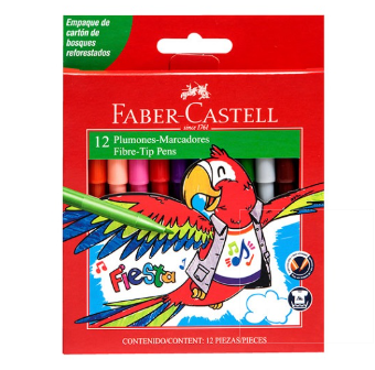 PLUMONES FIESTA C/ 12 PIEZAS  FABER CASTELL      