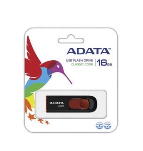 MEMORIA USB 16 GB C008 ADATA NEGRO CON ROJO