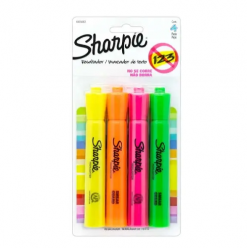 MARCADOR FLUORECENTE SHARPIE C/4 PZS  
