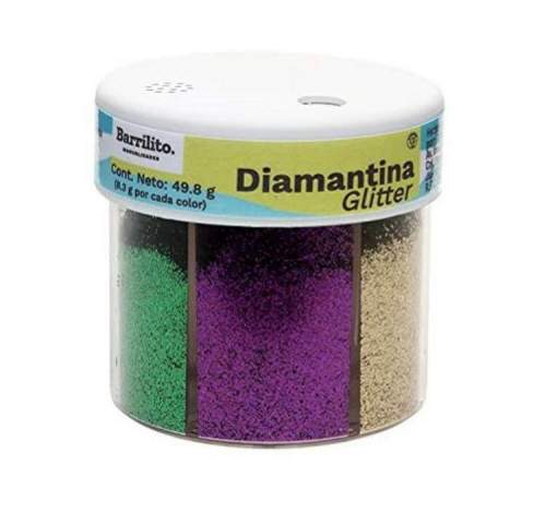 DIAMANTINA BARRILITO BOTE CON 6 COLORES BASICOS