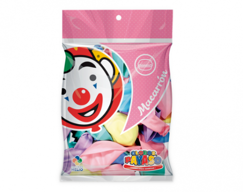 GLOBOS PAYASO MACARRON DEL N°12 SURTIDO C/25PZAS