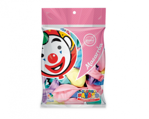 GLOBOS PAYASO MACARRON DEL N.9 SURTIDO C/25 PZAS