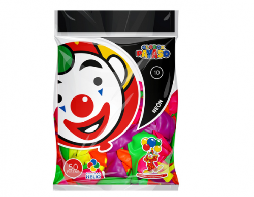 BOLSA DE GLOBOS PAYASO NEON DEL N.10 SURTIDO C/50