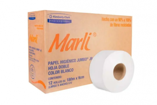PAPEL HIGIENICO MARLI JR DOBLE 180MX 9CM PQ 12 PZAS 