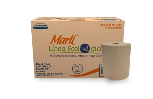 TOALLA EN ROLLO MARLI ECOLOGICA 180M PAQ 6 ROLLOS 