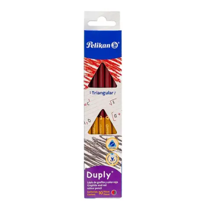 LAPIZ DUO GRAFITO/CARMIN TRIANGULAR  C/10 PIEZAS PELIKAN