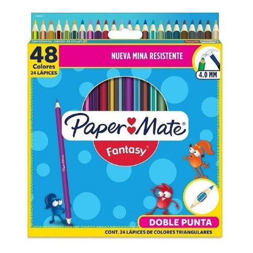COLORES FANTASY DOBLE PUNTA TRIANGULARES CON 24 PIEZAS PAPER MATE