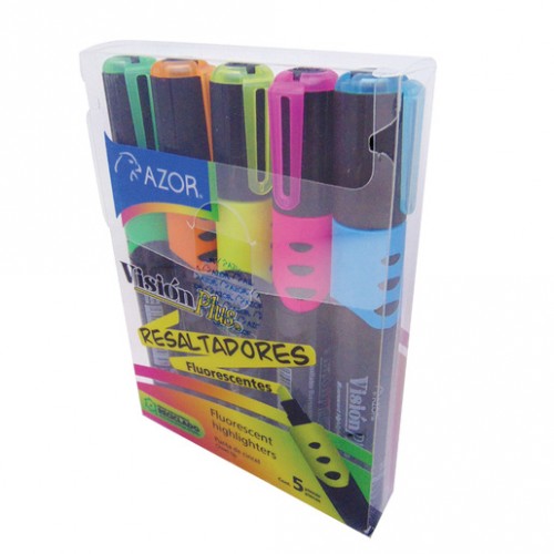 PLUMONES  FLUORECENTES AZOR ESTUCHE CON 5