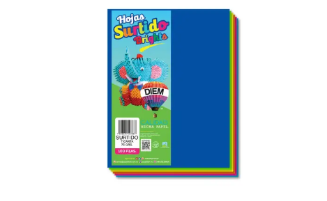 PAQUETE DE 100 HOJAS DE COLORES SURTIDOS INTENSOS