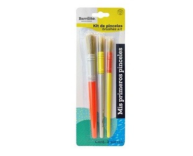 PINCELES SURTIDOS BARRILITO CON 3 PIEZAS 