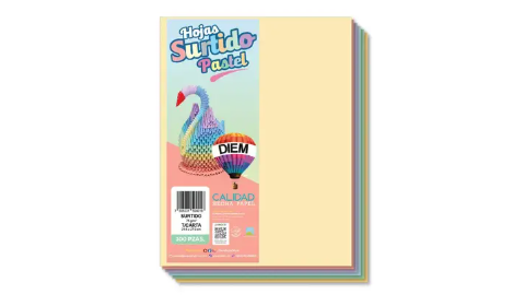 PAQUETE DE HOJAS DE COLORES PASTEL DIEM 100
