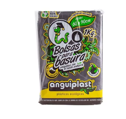BOLSA PARA BASURA 1kg ECOLOGICA 60X90CM NEGRO