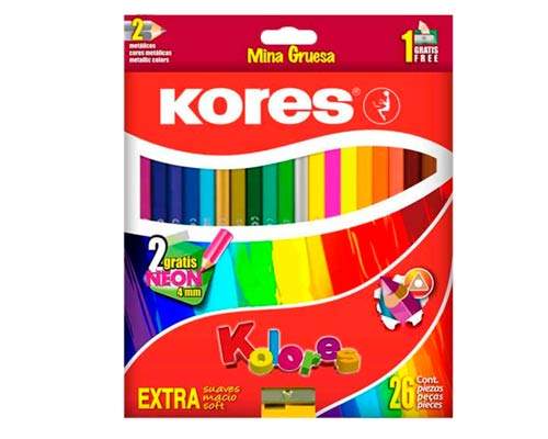 COLORES KORES TRIANGULAR CON 26 PZAS MINA 4MM