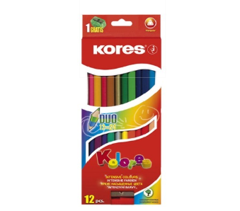 COLORES KORES DUO  TRIANGULAR  CON 12 PZS 24 COLORES