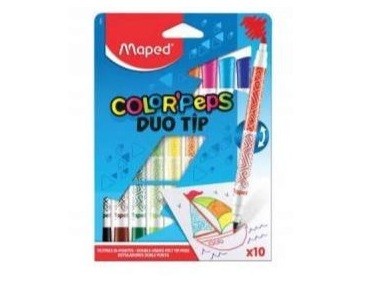 PLUMONES MAPED DOBLE PUNTA DUO  10 PZAS 