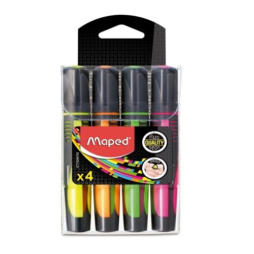 MARCATEXTOS RESALTADOR MAPED FLUO CON 4 PZAS