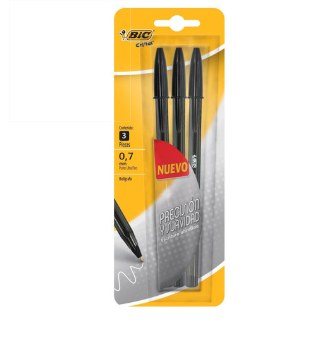 BOLIGRAFO BIC ULTRAFINO 0.7MM CON 3 PIEZAS