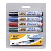 MARCADOR P/PIZARRON BLANCO BIC 4 PZAS Y BORRADOR 