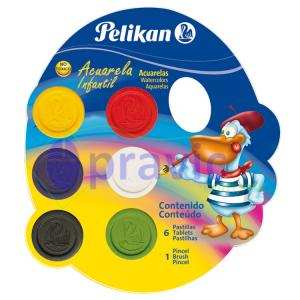 ACUARELA INFANTIL PELIKAN 6 PASTILLAS