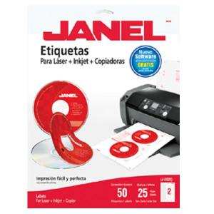 ETIQUETAS ADHESIVAS JANEL LASER CD/DVD 50 PIEZAS