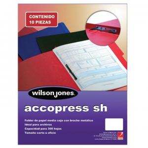 FOLDER WILSON JONES ACCOPRESS C/BROCHE DE 8CM 10 PZAS