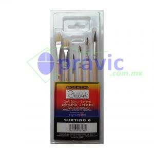 JUEGO DE PINCELES RODART SURTIDO CON 6  PIEZAS