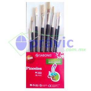 SET DE PINCELES PLANOS DE CERDA SABONIS CON 12 PIEZAS