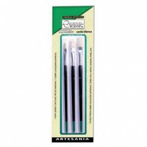 SET PINCELES PLANOS DE CERDA BLANCA C/3
