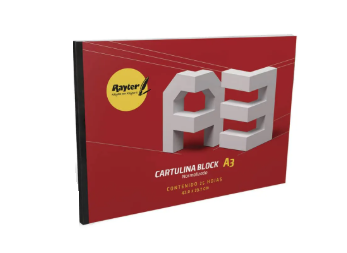 BLOCK CARTULINA TAMAÑO A3 RAYTER 25HOJAS