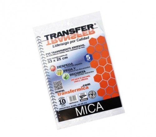MICA AUTOADHERIBLE TAMAÑO CARTA 33X25 C/10PZAS TRANSFER