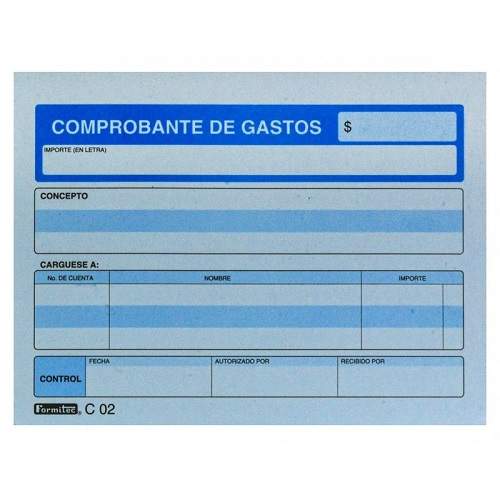 BLOCK COMPROBANTE GASTOS PAQ. CON 5 PZAS DE 50H C/U FORMITEC