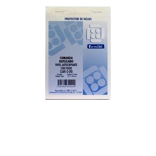 BLOCK COMANDA AUTOCOPIANTE DUPLICADO C/FOLIO PAQ DE 5 PZAS FORMITEC 