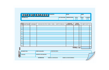 NOTA DE ENTRADA CON COPIA 1/2 CARTA PAQ. CON 3 BLOCKS PRINTAFORM
