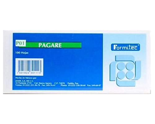 BLOCK PAGARE  PAQUETE C/5 PZAS C/100 H C/U FORMITEC