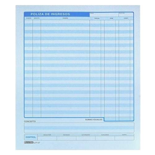 BLOCK POLIZA DE INGRESOS CARTA 5 BLOCK DE  50H  FORMITEC