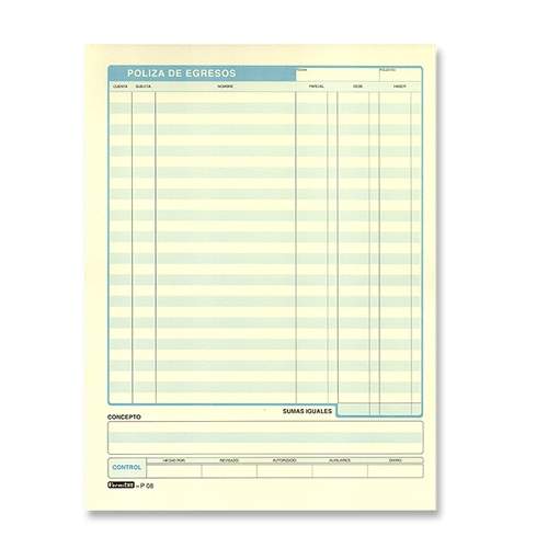 BLOCK POLIZA DE EGRESOS T/CARTA 5 PIEZAS DE 50H C/U FORMITEC