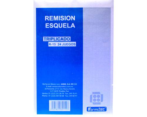 BLOCK REMISION TRIPLICADO 1/2 CTA PAQ. CON 10 PZAS FORMITEC
