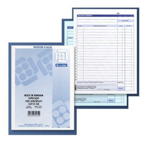 BLOCK REMISION AUTOCOPIANTE DUPLICADO 1/2 CARTA PAQ. CON 10 PZAS